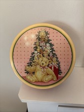 Vintage Christmas Teddy Bear Cake Tin Storage 8” USA Fraser Collection