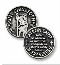 ST SAINT CHRISTOPHER PATRON  SAINT OF TRAVELLERS POCKET PRAYER COIN MEDAL TOKEN 