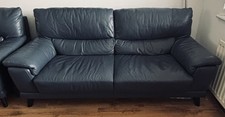 Ocean Blue Pacific Leather Sofa 3 Seater 2 Seater Footstool Good Condition Used