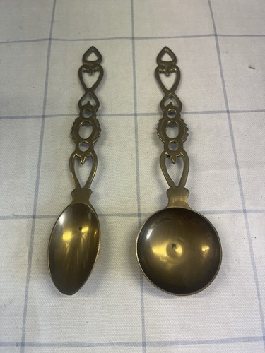 Vintage brass lovespoon salad - vintage,