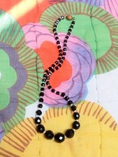 Vintage 1920s French Jet Glass Bead Necklace. Mourning Jewellery. Gift Wrapped