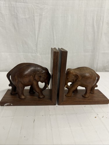 Two vintage hand - carved, wooden