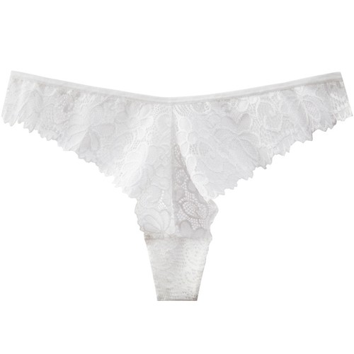 Sheer floral lace thong - lace,