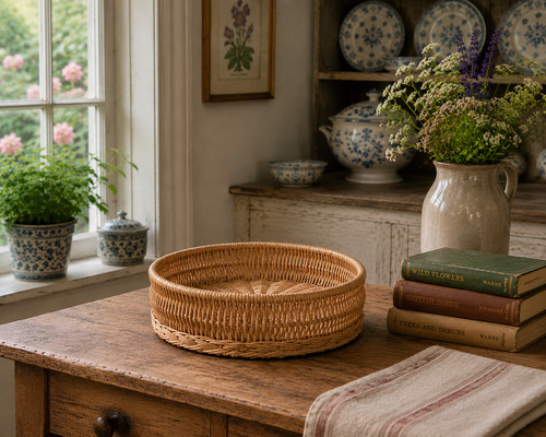 Large round vintage wicker - large,