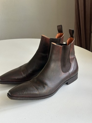 Santoni brown leather chelsea - brown,