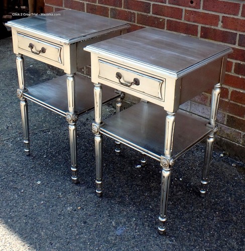 Pair vintage silver bedside