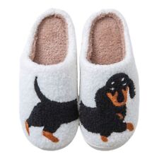 Non-slip Plush Slippers Cute Animals Pattern Shoes Cartoon Dog Slippers  Indoor