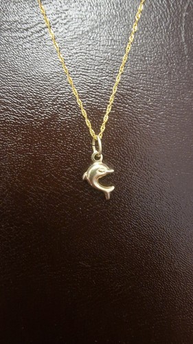 Solid 14ct gold dolphin charm - solid,