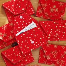 Handmade Christmas Fabric Gift Card Envelopes: Credit Store Money Pouch Wallet