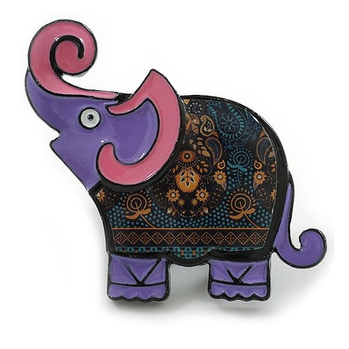 Pink purple enamel - pink/purple, elephant