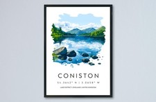 Coniston Watercolor Poster Coniston Lake District Travel Print Wall Art Coniston