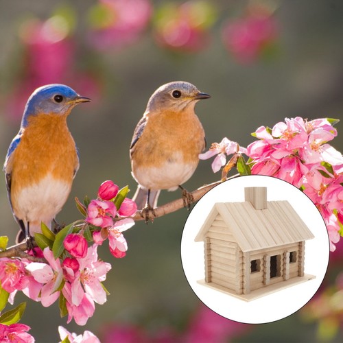 Light yellow wooden birdhouse - light,