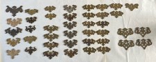 Job Lot Reclaimed Original Antique Brass Drawer Handle Bail Pull Backplates