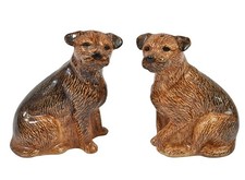 Pair Of Quail Ceramics Pottery Terrier Dog Salt & Pepper Pots Shakers