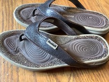 Reebok Easy Tone Women's Sz 6 Brown Casual Thong Flip Flop Slip On Sandal Shoes
