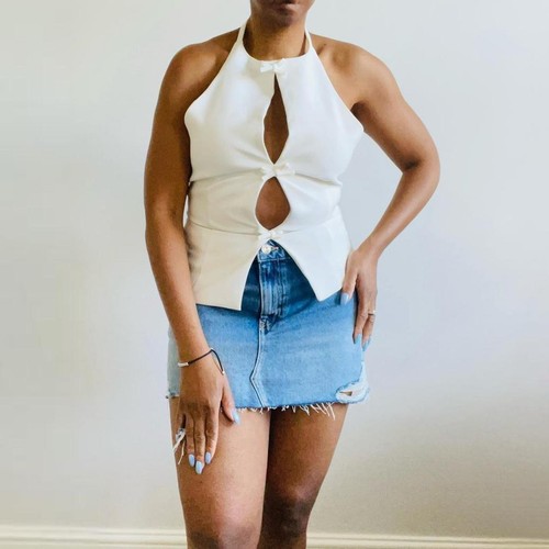 Zara white halter top - top, with