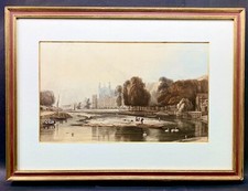 Eton College River Thames 1828 in aquatint by William Daniell