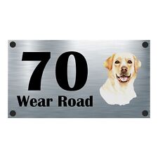 Golden Labrador Aluminium House Sign Personalised - House Name/No & Street Name