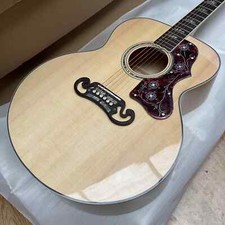 New 43 Inches All Wood Acoustic Guitar Super Jumbo Body Real Abalone Bone Nut
