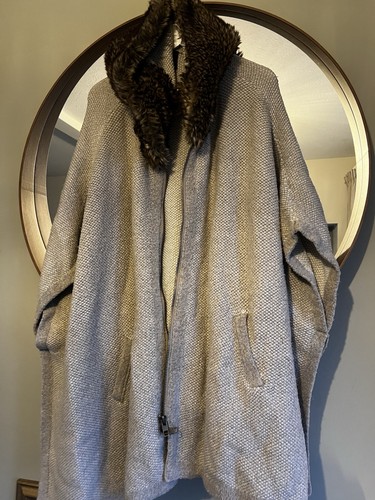 Zara knitted poncho - knitted, fur