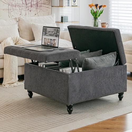 Chenille storage footstool - chenille,