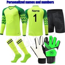 Football Kids Boys Goalkeeper kits Shirt Gloves Shorts Padded Elbow Goalie Sets