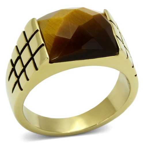 Mens tiger eye ring gold