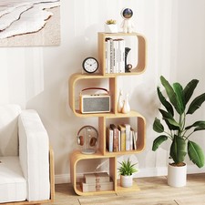 S-Shape 4-Tier Bookcase Bamboo