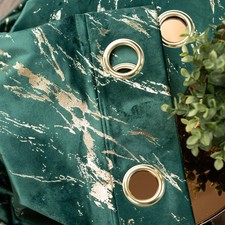 Velvet Curtains Marble Gold