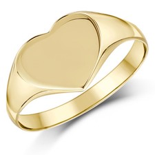 Ladies Heart Shaped Signet Ring 9ct Yellow Gold Signet Ring UK Hallmarked