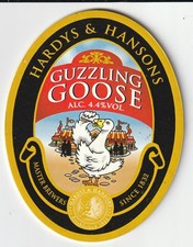 USED PUMP CLIP FRONT - HARDYS & HANSONS BREWERY - GUZZLING GOOSE