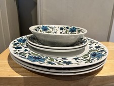 Vintage Retro Midwinter Spanish Garden Dinnerware Blue Floral Bundle