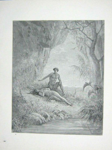 Original old antique print - old,