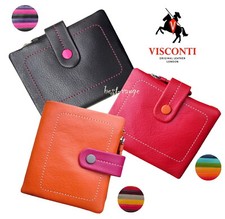Small Leather Purse Soft Slimline Bifold Quality Design Visconti New in Box M77