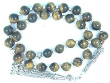 10mm x33 TIGER EYE Lehsunia PRAYER BEADS ISLAMIC TASBIH MASBAHA SUBHA QURAN GIFT