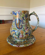 Antique Art Deco Wade Paisley, Chintz Jug & Under Plate, Plate Stand 650ml