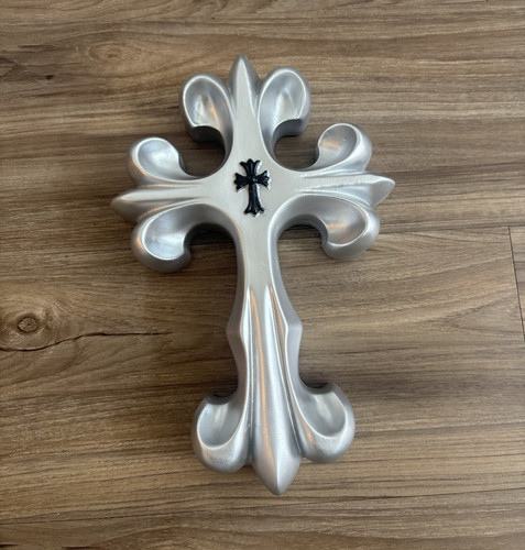 Silver black resin cross wall - resin,