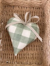 Olive Green  Padded Heart Door Hanger   Check  Cotton Fabric