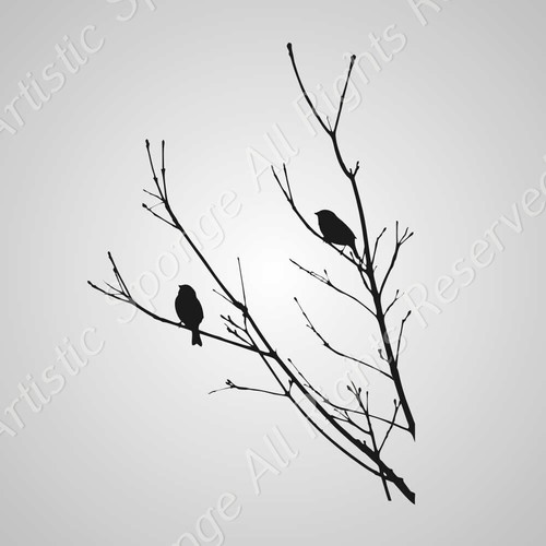 Birds branch reusable stencil - reusable,