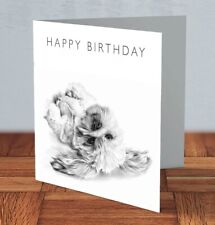 Shih Tzu Lhasa Apso playing dog Birthday Card 15 x 15 cm by MJLArt