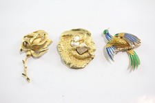 1980s Branded Brooches Trifari Signed Branded Matt Polished Enamel Statement