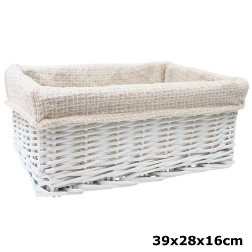 White wicker basket with plain - basket,