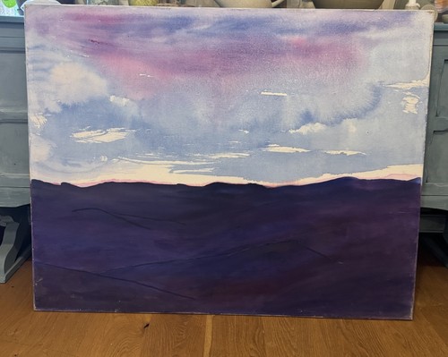 Large vintage landscape oil - vintage,