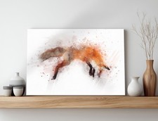 Fox Hunting Art Print Watercolour Canvas Picture Framed Animal Decor Painting