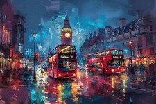 LONDON BIG BEN RED BUS CANVAS