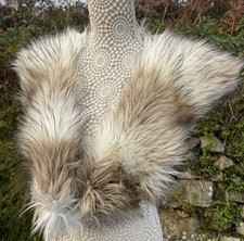 River Island White & Brown Faux Fur Glam Vintage Style Collar Stole Wrap Shawl