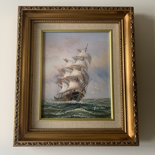 Vintage framed seascape - seascape, oil