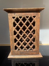 Vintage Rustic Style Intricately Carved Wooden Key Cabinet Jewellery Storage 