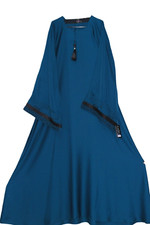 Teal Blue Islamic Plain Full length Abaya with Wider Fancy Sleeves