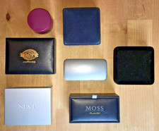 Lot Vintage Cufflink Jewellery Boxes Display cases Inc Merc, Allders, Moss Bros